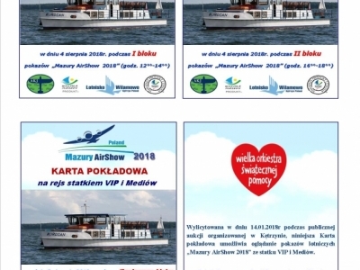 Karty pokładowe - 3 wzory - do licytacji WOŚP